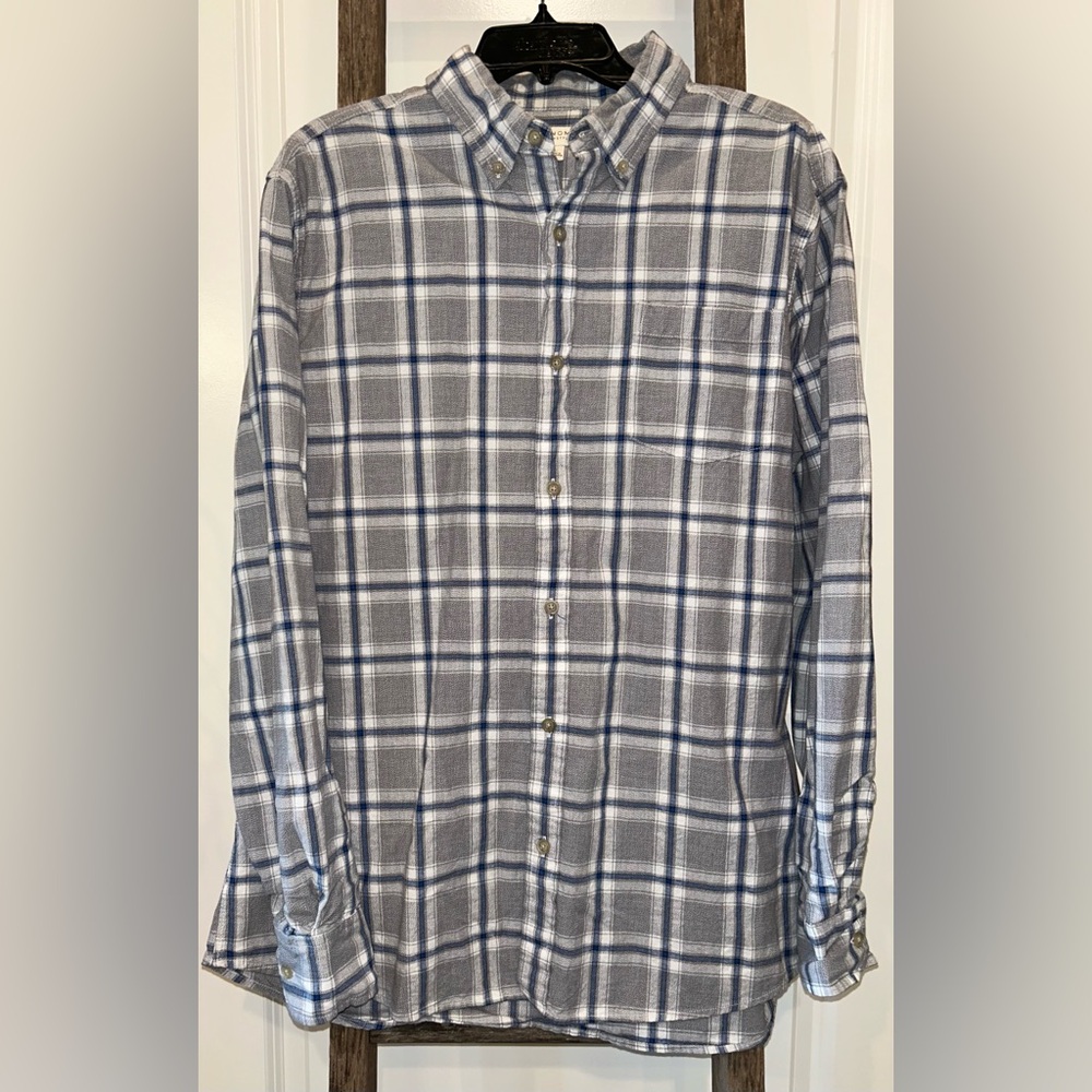 Sonoma Men's Blue and Gray Plaid Button Down Shirt size L